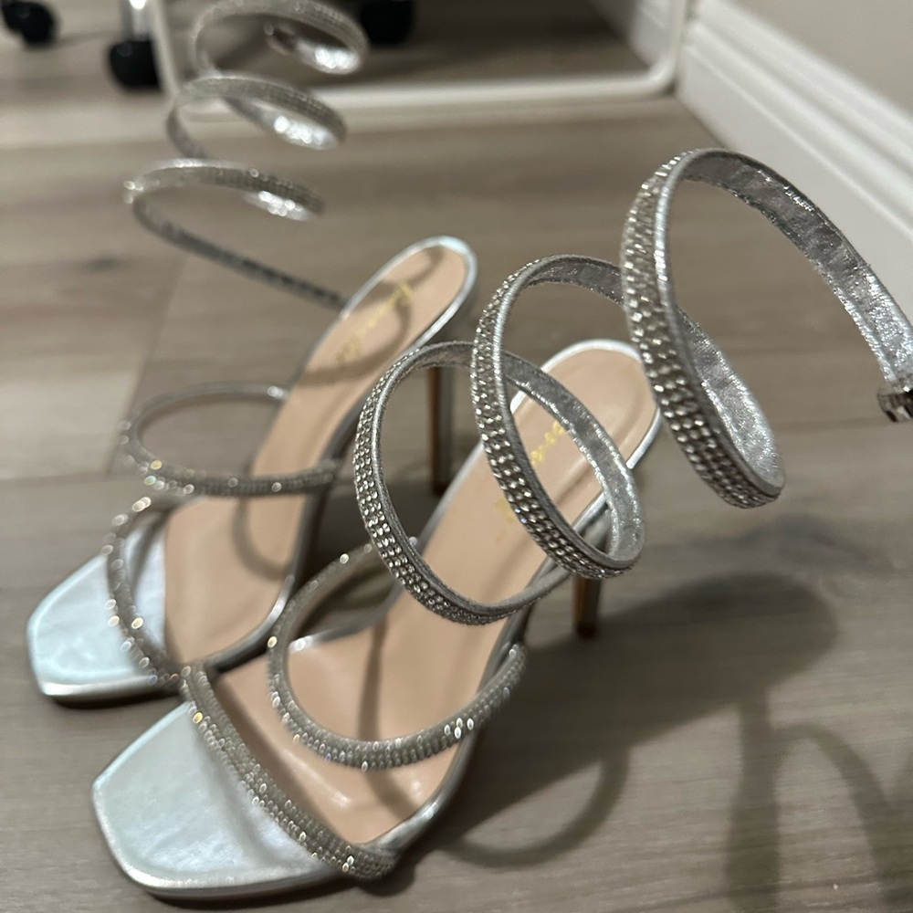 Silver Lace up Heels